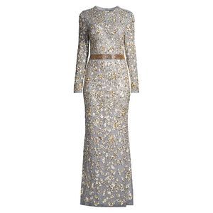 Mac Duggal Beaded Long Sleeve Gown